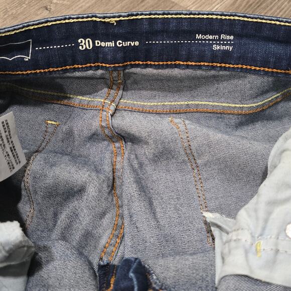 Levi's 30 Demi Curve Dark Washed Denim Modern Rise Skinny Jeans - Picture 3 of 7